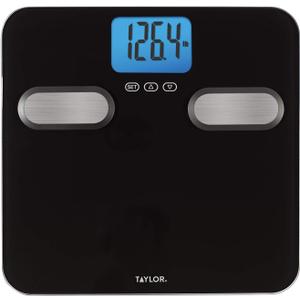 Taylor Body Composition Bathroom Scale for Body Weight, 400 lb Capacity, Easy to Read Blue Backlight Display, Body Composition Analysis, Black