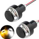Linkstyle 2PCS Motorcycle Turn Signal Light, 12 LEDs Turn Signal Indicator Lamp, Amber White Front Handlebar End Light for 12V Scooter Sportster Cruiser Motorbike