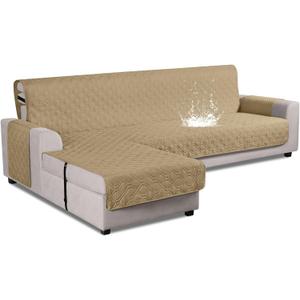 VANSOFY Upgraded Sectional Couch Covers 100% Waterproof L Shaped Sofa Slipcover Reversible Chaise Lounge Cover for Sectional Sofa Furniture Protector Cover for Pets Dog Cat(Large, Sand)