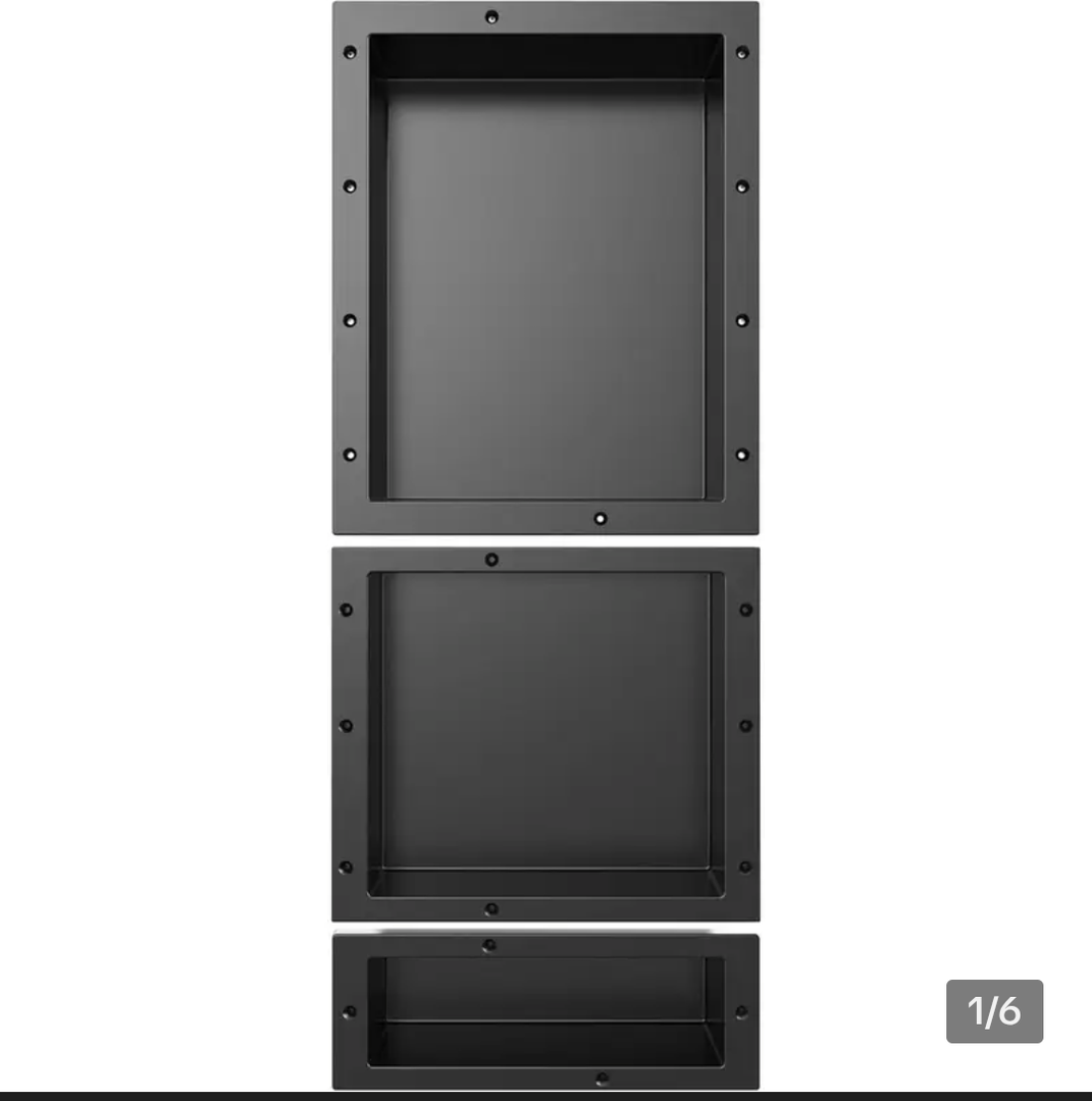 XZETORA Shower Niche SMC Material 40(20+14+6) X16in Niche for Shower Wall Shower Niches Ready for Tile Shower Niche Shelf Black