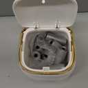 Mini Countertop Garbage Can with 10 Rolls of Garbage Bags, Tiny Desk Garbage Cans with Press Type Lid, Desktop Garbage Can Applicable for Bathroom Vanity Home Office (White)