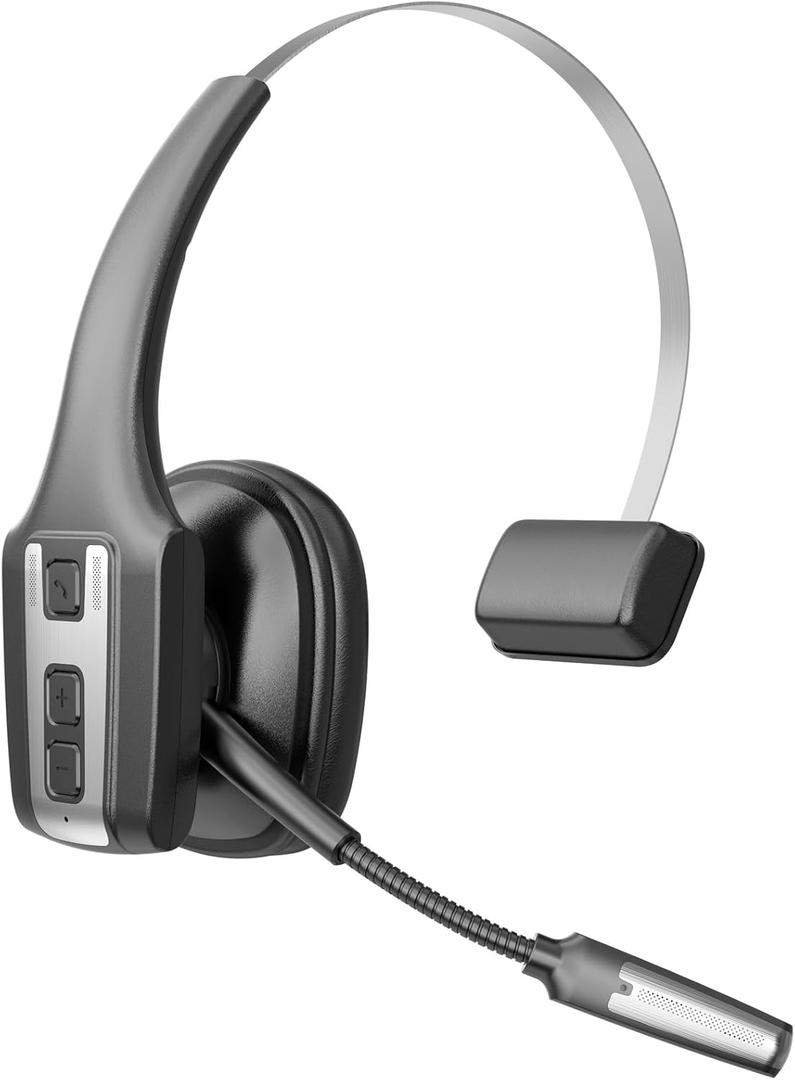 Trucker Bluetooth Headset, V5.3 Bluetooth Headphones with Mic,Wireless Headset with Active Noise Cancelling & Mute Button, 60Hrs Working Time for Truck Drivers,Business Travel,Online Meetings