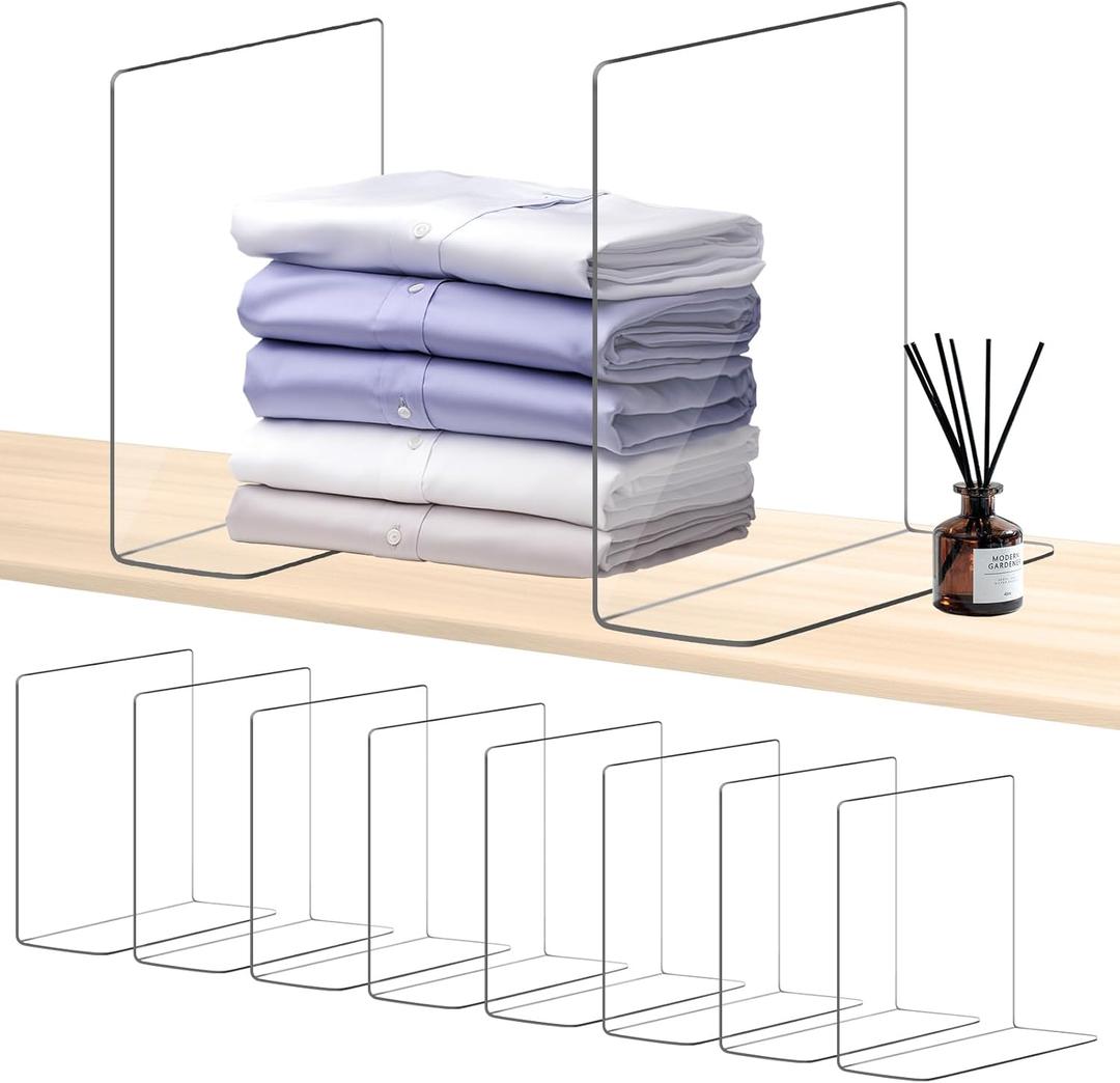 Shelf Dividers for Closet Organization: Durable Clear Acrylic Divider Organizer for Shelves - Vertical Adjustable Shelving Separators for Clothing Purse