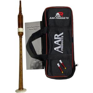 AAR Long Bagpipe Practice Chanter Length 21" Natural color Rosewood Scottish Highland Reeds, Bag & Book (Brown with Sole Mounts)