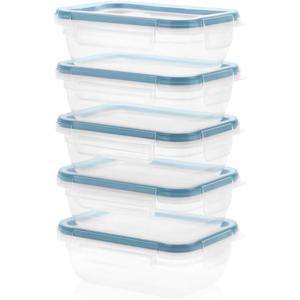 Snapware Total Solutions (5-Pack, 3 Cup) Plastic Food Storage Containers Set, Airtight & Leakproof Locking BPA-Free Lids Tupperware, Freezer Dishwasher Microwave Safe