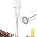 SIMPLETaste Milk Frother Handheld Battery Operated Electric Foam Maker, Drink Mixer with Stainless Steel Whisk and Stand for Cappuccino, Bulletproof Coffee, Latte (White)