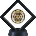 SH Challenge Coin Display Frame, 3D Floating Display Case Stand Holder, Medallion Medal Specimen Military Coin Clear Box (Black)