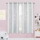 NICETOWN Blackout Curtains with The Stars Cut-Outs - Grommet Thermal Insulated Window Treatment Drapes for Baby Room/Play Room/Living Room (42 inches by 63 inches, 2-Pack, Greyish White)