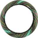Universal 15inch Ethnic Style Baja Blanket Steering Wheel Cover with Coarse Flax Cloth and Sweat Absorption Anti Slip Car Wrap (Boho Green)