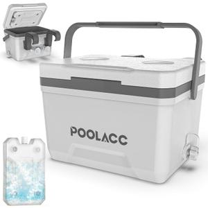 Portable Personal Cooler, Poolside Ice Chest for Above Ground Pool or Spa - Fits Intex Pools, Hard-Sided Cooler with Bonus Ice Pack for Lunch, Drink, Camping, Picnic, Beach, Fishing (6.34qt)