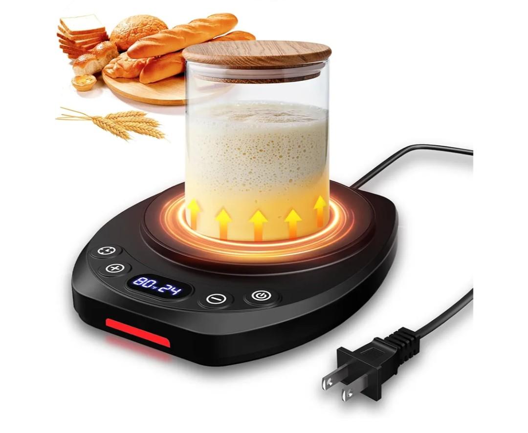 MQUPIN Sourdough Starter Warmer-Sourdough Warming Mat with Precise Temperature Control(70-120°F), Upgraded 0-24H Timer Alert & Memory Function Sourdough Warmer for Home Bread Baking,°F/°C Adjustable