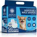 American Kennel Club Male Dog Wrap, Disposable Diapers with Wetness Indicator, X-Small, 50 Count