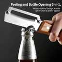 2 x Multifunctional Vegetable Peeler, Premium Zero Snag Wooden Peeler for Kitchen Tool with Bottle Opener 2 in 1 Stainless Steel Kitchen Gadgets for Potatoes Pumpkinsp Carrots and Vegetables Fruits (1pcs)