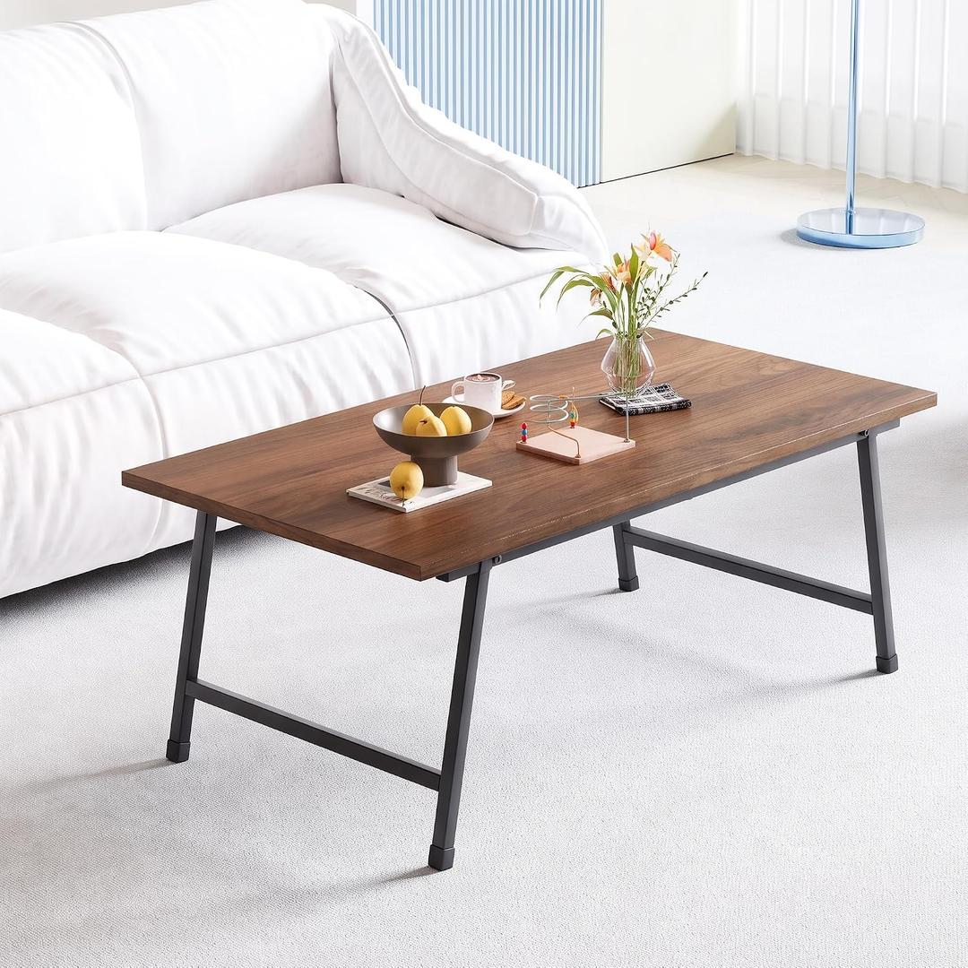 Rectangular Folding Coffee Table Perfect for Small Spaces Walnut, 31.5"L*15.75"W*15.75"H