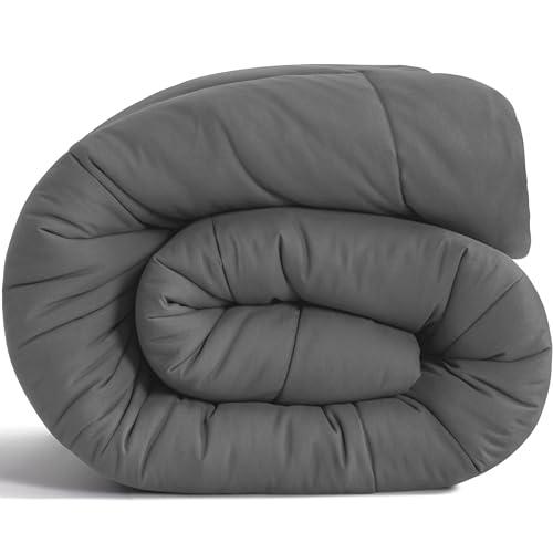 Twin Comforter - Down Alternative Comforter Duvet Insert, All Season Bedding Quilted Duvet Insert with Corner Tabs, Machine Washable, Dark Grey