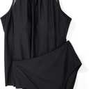 SUUKSESS Women Tummy Control Tankini Bathing Suit Ruffle High Waisted Swimsuit (Black, XXL)
