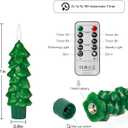 yunsheng 6Pcs Christmas Tree Candles with Remote Timer, Green Real Wax Flameless Taper Candles Flickering, 5 Inches Battery Operated LED Window Candle for Home Holiday Decor