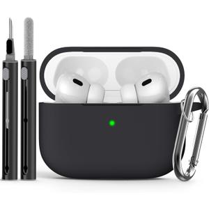 Ljusmicker for AirPods Pro Case Cover with Cleaner Kit,Soft Silicone Protective Cover for Apple AirPod Pro 2nd/1st Generation Case for Women Men,AirPods Pro 2/Pro Case Accessories with Keychain-Black | Cleaner Kit, Soft Silicone, Protective Case, for Women Men, Pro Case, Accessories