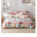 Pink Garden Style Floral Duvet Cover Queen,100% Cotton Soft Breathable Butterfly Flower Pattern Green and Purple Reversible Pink Plaid Bedding Set for Girls Women with Zipper Closure & Corner 4 Ties