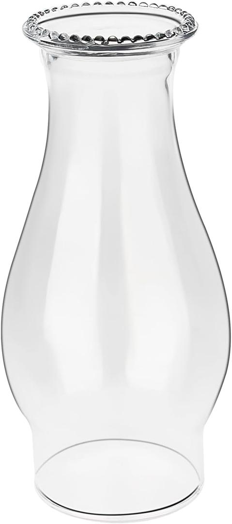 Oil Lamp Chimney Replacement – Clear Hurricane Lamp Glass Shade (Wave Style) for Kerosene Lamps – 3 x 8.5  Inch （1 Pack）