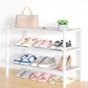 Smiry Bamboo Shoe Rack, 3 Tier Shoe Organizer for Entryway & Closet, Stackable Free Standing Storage Shelf for Shoes, Bags & Plants, White