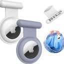 2 x Apple AirTag Holder 2-Pack - Hidden Kids GPS Tracker Case, Suitable for Children, Elderly, Backpack, Luggage (grey-White)