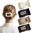 4PCS Flat Hair Clips Matte Non-Slip Claws for Women, Strong Hold Hair Accessories for All Hair Types, Daily Wedding Party Date Beach Use (Style3(Solid))