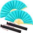 Maitys Large Rave Fan Folding Handheld Fans 13'' Clap Fans for Line Dancing Clack Fan Holographic Festival Accessory for Martial Art Gift Performance, Includes 2 Pouch