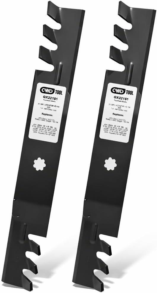 QWD GY20850 Mower Blades 2 Pack for John Deere 42 Inch Deck, Gator Mulching Blades with 7 Point Star Center Hole, Replacement for GX22151 AM141033, Fits D100 D105 D110 D125 D130 S100 E100 E130 LA115