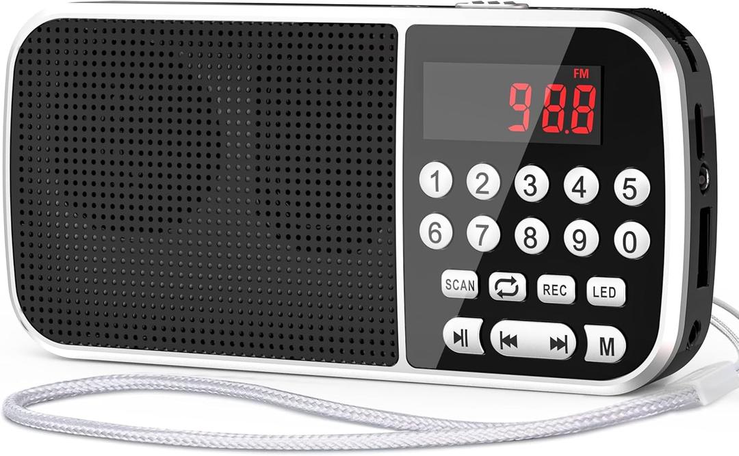 Digital AM FM Radio with Bluetooth 5.3,Small Transistor Radio with Best Reception,2000mAh Rechargeable Battery Operated with 5W Speaker,TF Card USB MP3 Playback,3.5mm Earphone Jack,Flashlight (Black)