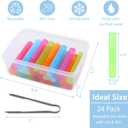 24 Pack Reusable Ice Cube with Lid and Bin, Plastic Ice Cubes for Drinks BPA Free, Washable Freezable Ice Sticks for Water Bottles, Whiskey, Vodka, Coffee, Beer, Wine