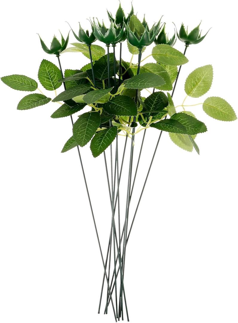 Artificial Flowers Calyxes Flowers Fake Stems Leaves Set Fake Flowers DIY Calyxes Stems Leaves Kit 40pcs