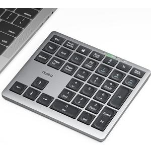 Nulea Wireless Number Pad Bluetooth 5.0 & 2.4G Portable Numeric Keyboard, USB-C Rechargeable, 34-Keys Bluetooth Keyboard for Data Entry, Compatible for Laptop, Mac, iMac, Tablet, PC Desktop