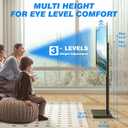 Rfiver Swivel Floor TV Stand with Mount for 32-60 inch TVs up to 88 lbs, Height Adjustable Tall TV Stand with Wood Base, Saving Space Design for Bedroom, Living Room and Corner, Max VESA 400x400mm