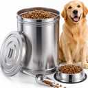 25lbs Stainless Steel Dog Food Container with Scoop Bowl, Standard