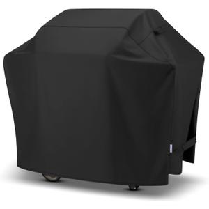 SunPatio Grill Cover 55 Inch, Outdoor Heavy Duty Waterproof Barbecue Gas Cover, UV & Fade Resistant, All Weather Protection Compatible for Weber Charbroil Nexgrill Kenmore Grills and More, Black