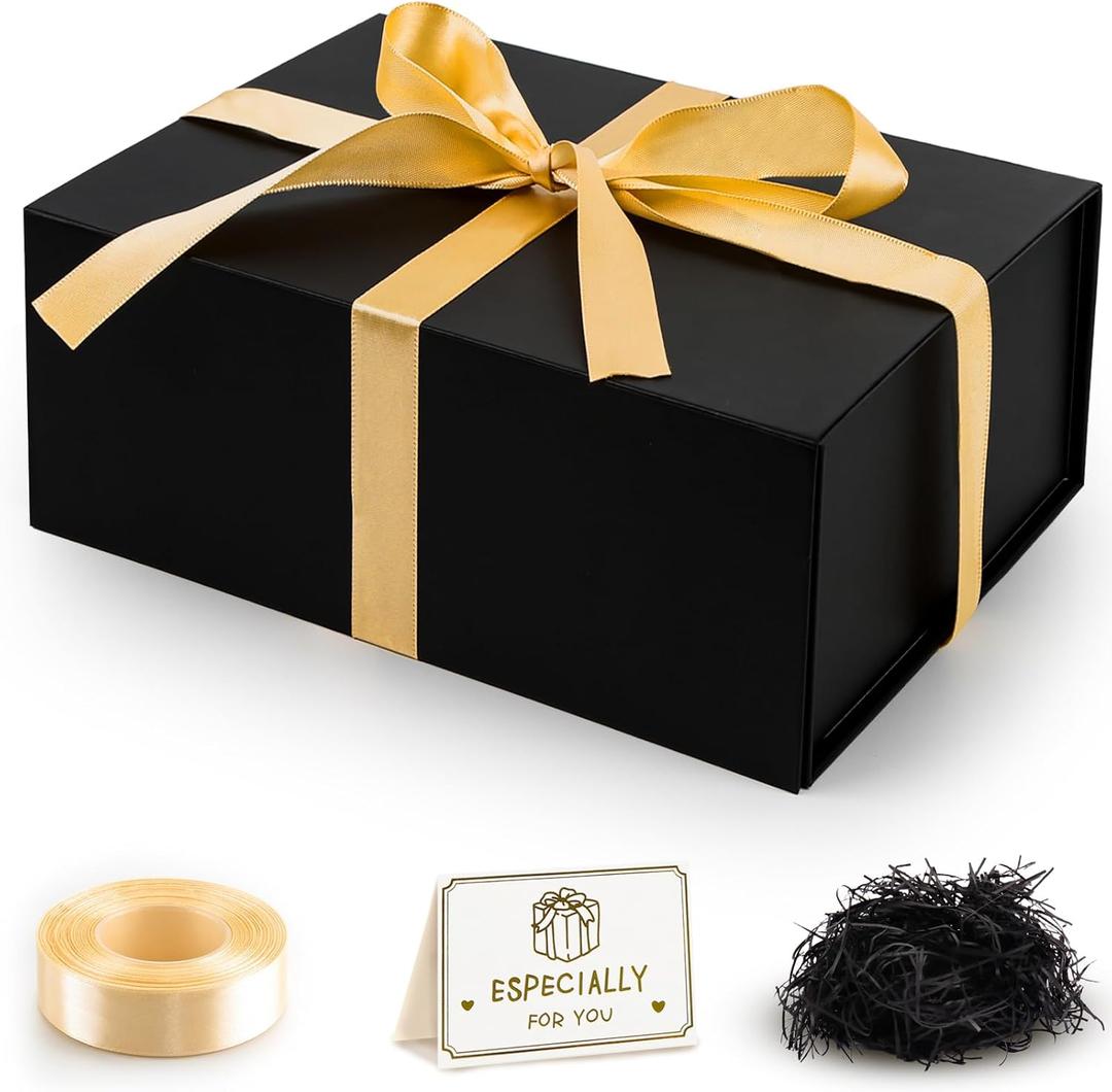 Gift Box, 10.24x7.5x3.2" Gift Boxes with Closure Lids for Presents Groomsman Proposal Box, Large Magnetic Gift Box for Wrapping Gifts, Christmas, Birthday Proposal Gift, Contains Card, Ribbon, Filler