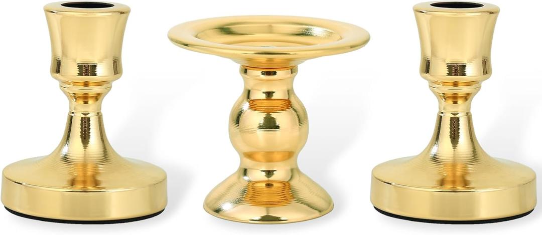Unity Candle Holder - Gold Unity Candle Holders for Weddings, Metal Candle Stand Candlestick Holder Set of 3 for Pillar Candles Taper Candles, Decorative Candle Holder for Wedding Ceremony Dinner