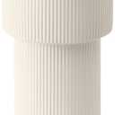 White Ceramic Flower Vase, Decorative Vase for Pampas Grass, Ribbed Vases for Decor, Boho Vases for Living Room, Office, Mantel, Shelf, Dinning Table, 10 Inches (Extra Large)