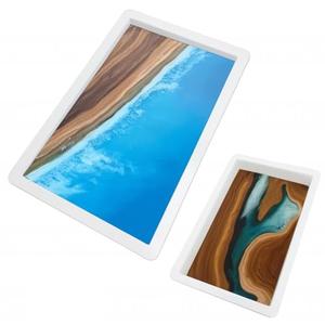 2Pcs Extra Large Reusable Epoxy Resin Table Mold15.7x9.8x3 inch 11.4x7.5x2 inch Rectangles Epoxy Resin Molds for River Table, Coffee Side Table, Cutting Board, Charcuterie Board, Art Panel