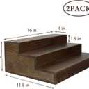 TONGMO Liquor Bottle Stand - 2pack 16 Inch 3 Tier Liquor Bar Bottle Display Shelf, Holds 30 Bottles, Solid Wood, No Installation Required (Dark Walnut)