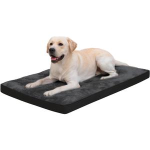 Dog Crate Bed for Large Size Dogs,Washable Dog Kennel Pad Ultra Soft Pet Sleeping Mat for Cages,Anti-Slip Bottom,35x22 inch,Black