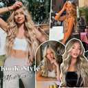 KooKaStyle Invisible Wire Hair Extensions with Transparent Headband Adjustable Size 4 Secure Clips Long Wavy Secret Wire Hairpiece for Women (20 Inch, Light Brown mix Golden Blonde)