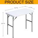 Folding Table 2.7ft Rectangular All-Occasion Plastic Folding Event Table for Indoor and Outdoor, Portable Desk, Camping, Durable and Stable, HDPE and Steel, Wide Application, White