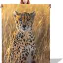 Cheetah Throw Blanket 60x80, Wild Animal Cheetah Blankets for Living Room Decor, Soft Flannel Cheetah Gifts for Adults (Color172)