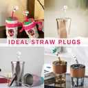 2 x 2Pcs 10mm Straw Covers for Stanley Cup 30&40 Oz, Cloud Flower Silicone Straw Toppers with 2Pcs Personalized Charm Accessories with Chains (2+2)