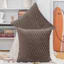 MADIZZ Set of 2 Super Soft Velvet Decorative Throw Pillow Covers 20x20 inch Brown Square with Texture Luxury Style Cushion Case Pillow Shell for Sofa Bedroom