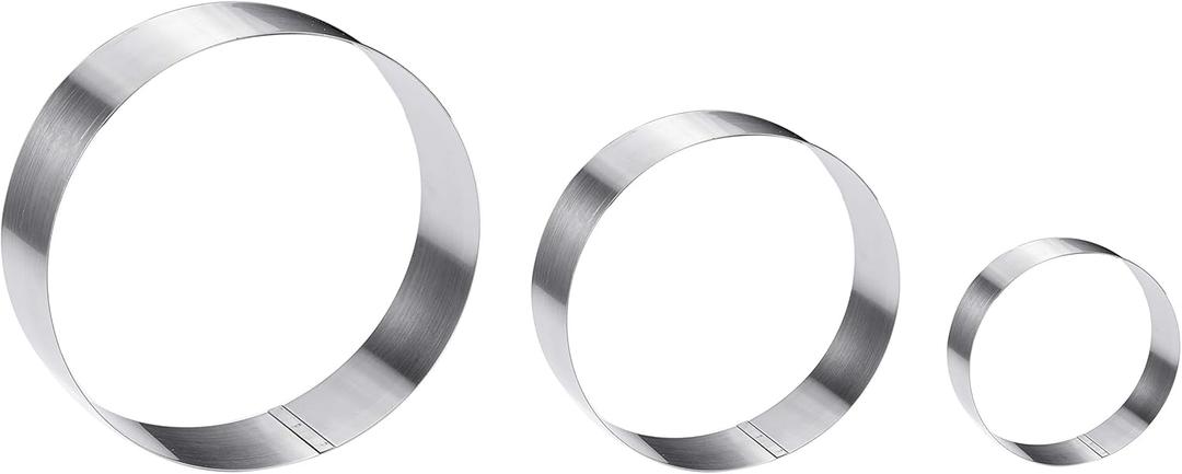 Large Round Cake Ring Set-4/6/8 Inch Biscuit Cutter Stainless Steel Circle Pancake Mold English Muffin Ring