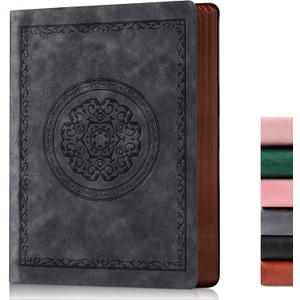 2025 Leather Vintage Journal Notebook,300 Pages,Leather Softcover Lined Journal Notebooks for Women Men,Notebook Journals for Writing Travel,Business,Office,Grey