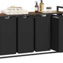 VASAGLE Laundry Hamper, Laundry Basket, Laundry Sorter with 4 Pull-Out and Removable Bags, Shelf, Metal Frame, 4 x 10.6 Gallons (40 L), 45.7 x 13 x 28.4 Inches, Ink Black and Rustic Brown UBLH401B01